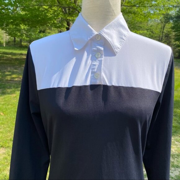 DONCASTER TOP BLACK WHITE COLOR BLOCK STRETCH Size S - Picture 3 of 9